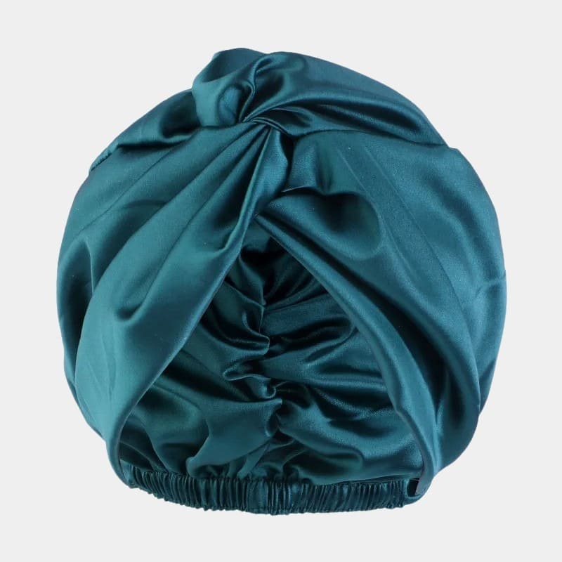 Turban en satin vert émeraude