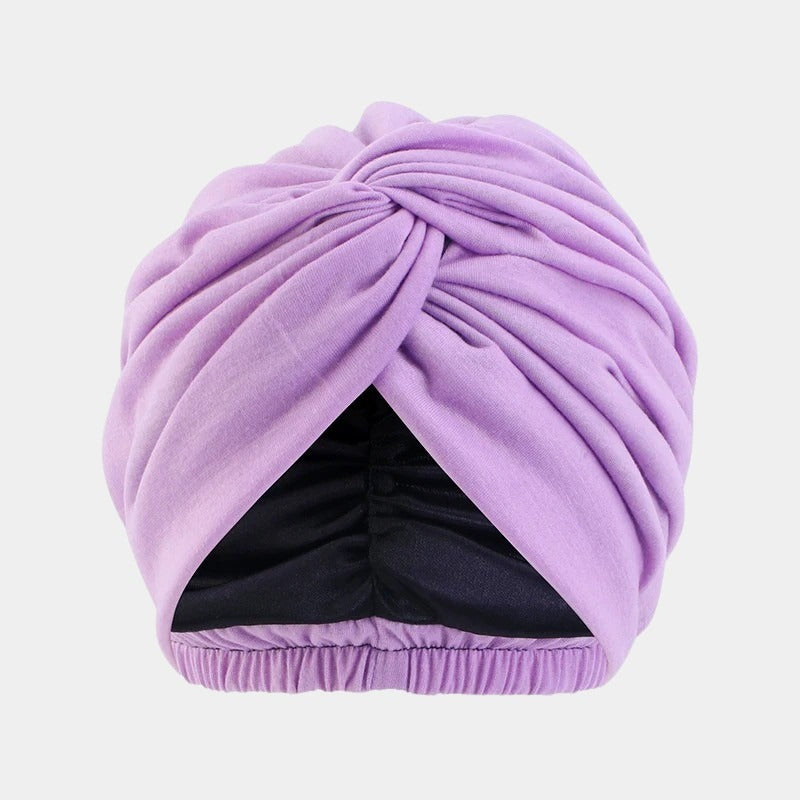 Lilac Purple Satin-Lined Turban | Meolina